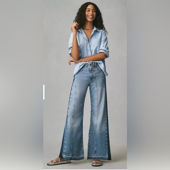 The Adi Mid-Rise Frayed Relaxed Flare Jeans by Pilcro:Soft Rework Editon sz26 - Picture 5 of 9